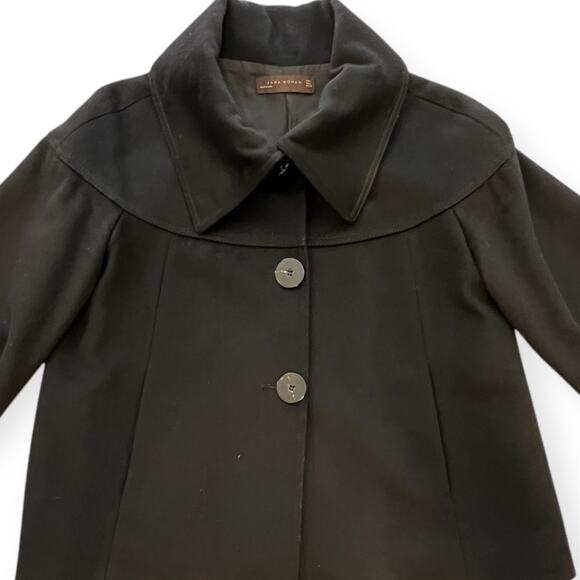 Zara Woman Retro Pea Coat Black 100 Percent Wool Size Large - Picture 2 of 12